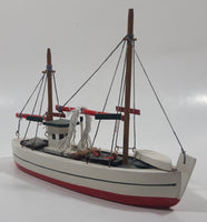 Red and White Fishing Trawler 7 1/2" Long Wood Model Ship Boat