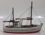 Red and White Fishing Trawler 7 1/2" Long Wood Model Ship Boat