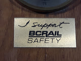 Vintage Mohr I Support BC Rail Safety 11 1/2" x 11 1/2" Wood Plaque Clock and Barometer Thermometer Hygrometer Weather Station