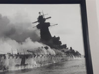 1939 WWII Battle of the River Plate Montevideo Harbour Uruguagy Admiral Graf Spee Panzerschiff KMS German Battleship Cruiser Naval Vessel 9 1/2" x 15 3/4" Framed Black and White Photo Print