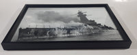 1939 WWII Battle of the River Plate Montevideo Harbour Uruguagy Admiral Graf Spee Panzerschiff KMS German Battleship Cruiser Naval Vessel 9 1/2" x 15 3/4" Framed Black and White Photo Print