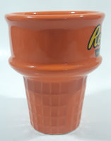 Rare Reese's Peanut Butter Cups Orange Ice Cream Cone Shaped 4 1/2" Tall Embossed Ceramic Snack Cup