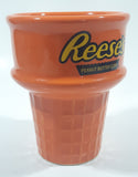 Rare Reese's Peanut Butter Cups Orange Ice Cream Cone Shaped 4 1/2" Tall Embossed Ceramic Snack Cup