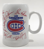 Rare Vintage Giftcraft Galaxy NHL Montreal Canadiens Les Canadiens 1988/89 Player Signatures 5 3/8" Tall Ceramic Beer Mug