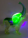Vintage Giftcraft Made in Italy Clear Blue Green Elephant 6 1/2" Tall Vaseline Uranium Art Glass Ornament