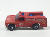 1978 Hot Wheels Emergency Squad Rescue Ranger Red Fire Truck Die Cast Toy Car Vehicle - BW - Blue Lights - Hong Kong