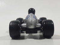 2002 NewRay #98 Silver wit Blue and Red Nose Pull Back Friction Die Cast Toy Car Vehicle