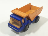 Vintage 1975 Lesney Matchbox Superfast No. 23 Atlas Dump Truck Blue and Orange  Die Cast Toy Car Vehicle