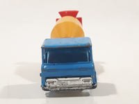 Vintage Yatming Cement Mixer Truck Blue with Yellow Mixing Barrel and Red Frame Die Cast Toy Car Vehicle