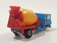 Vintage Yatming Cement Mixer Truck Blue with Yellow Mixing Barrel and Red Frame Die Cast Toy Car Vehicle