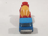 Vintage Yatming Cement Mixer Truck Blue with Yellow Mixing Barrel and Red Frame Die Cast Toy Car Vehicle