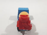 Vintage Yatming Cement Mixer Truck Blue with Yellow Mixing Barrel and Red Frame Die Cast Toy Car Vehicle