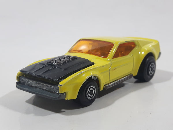 ﻿Vintage 1972 Lesney Matchbox Superfast No. 44 Boss Mustang Yellow Die Cast Toy Car Vehicle with Opening Hood