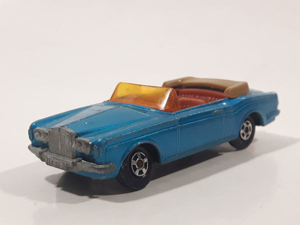 Vintage 1969 Lesney Matchbox Series No. 69 Rolls Royce Silver Shadow Coupe Convertible Aqua Blue Die Cast Toy Car Vehicle With Opening Trunk