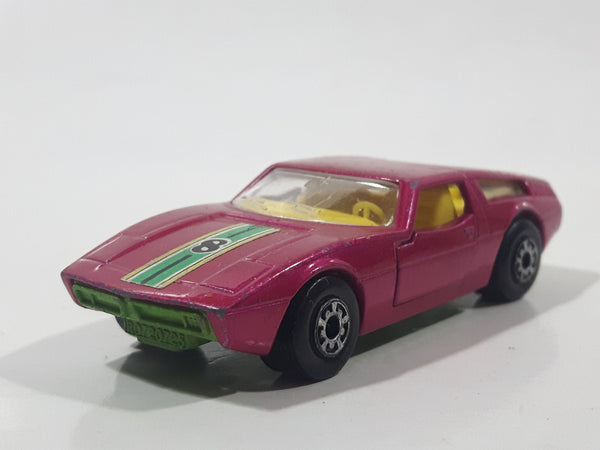 Vintage 1972 Lesney Matchbox Superfast No. 32 Maserati Bora Magenta Pink Die Cast Toy Car Vehicle with Opening Doors Made in England