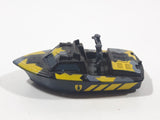 Vintage 1989 Matchbox Superfast Commando: Dagger Force Police Launch Boat Black with Grey and Yellow Camouflage Die Cast Toy Car Vehicle
