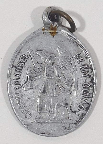 Vintage S. Philomena Pray For Us! Guardian Angel Be My Guide Metal Religious Saint Pendant