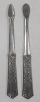 Antique Miniature 3 1/2" Long Silver Snuff Spoon Set of 2