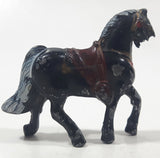 Vintage Japan Cast Iron Black Horse Miniature 2 1/4" Long Toy Figure Busted Mouth
