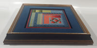 Vintage 15 1/2" x 15 1/2" Framed Cross Stitch Quilt Patterns Picture