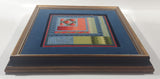 Vintage 15 1/2" x 15 1/2" Framed Cross Stitch Quilt Patterns Picture