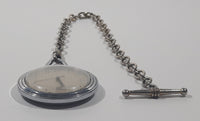 Vintage Timex Manual Wind Mechanical Silver Cased Pocket Watch with Chain Made in Taiwan