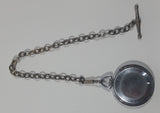 Vintage Timex Manual Wind Mechanical Silver Cased Pocket Watch with Chain Made in Taiwan