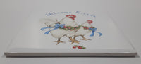 Vintage Welcome Friends White Chicken Hens with Blue Bows Themed 6" x 6" Ceramic Tile Trivet