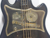 Vintage Dark Brown 4 String Guitar 9 3/4" Long Wind Up Musical Box Ornament Made in Hong Kong