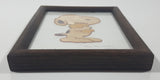 Rare Vintage Snoopy Hugging Woodstock Detailed Fine Stick Art 5 1/2" x 7 1/8" Framed Picture Pto Vallarta, Jal Arturo Hernandez Mexico