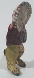 Vintage Native Indian Chief Warrior Kneeling 1 3/4" Tall Cast Iron Toy Figure