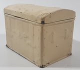 Vintage White Painted 4 3/4" Wide Treasure Chest Style Embossed Metal Recipe Box