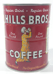 Vintage 1950s Hills Bros. Coffee One Pound Red 5 3/8" Tall Metal Can