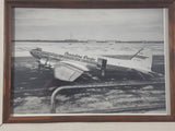 Vintage 1940s Canadian Pacific 274 CF-CPX Douglas C-47 Skytrain (DC-3) with Northwest Industries Ltd In The Background 4 1/2" x 6 1/2" Wood Framed Black and White Photograph Picture