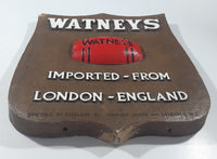 Vintage Watney's Beer Imported From London England Faux Wood Crest Shaped 11 3/4" x 13 3/4" Fiber Glass 3D Sign