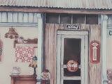 Vintage Uncle Joe's Trading Post Old Country Store with Soda Signs 9 1/2" x 12 1/2" Wood Framed Print By Artist Kay Lamb