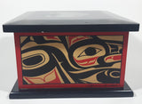 Rare Vintage Clarence A. Wells Aboriginal Art Wood Box with Lid 5 1/2" Tall