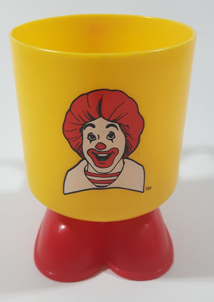 Vintage 1985 McDonald's Ronald McDonald Footed Yellow and Red Plastic Cup Mug with Feet