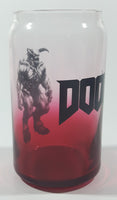 Doom Computer and Video Game Can Shaped Red and Clear 5 1/4" Tall Glass Cup