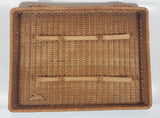 Vintage Large Tightly Woven Bowed Wicker Picnic Basket with Lid