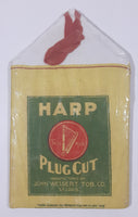 Antique John Weisert Tob Co. St. Louis Harp Plug Cut Cloth Bag 4 1/4" x 7 1/4" Store Advertisement Sign