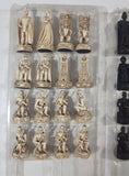 Hawaiian Monarchy Collectors Edition Kamehameha I King of Hawaii Queen Tiki Warriors and Gods Carved Resin Chess Set (32 Pieces) White Queen Missing Hand