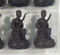 Hawaiian Monarchy Collectors Edition Kamehameha I King of Hawaii Queen Tiki Warriors and Gods Carved Resin Chess Set (32 Pieces) White Queen Missing Hand