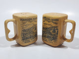 Rare Vintage Ponderosa Ranch Ranch House Nevada, U.S.A. 2 7/8" Tall Tan Glazed Ceramic Salt and Pepper Shaker Set with Handles