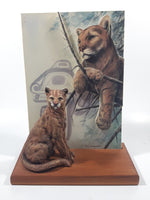 Very Rare Sue Coleman "The Cougar" 5 3/4" x 8 3/4" 3D Art Print with 4 1/4" Tall Figurine on Wood Base