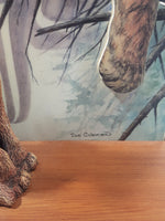 Very Rare Sue Coleman "The Cougar" 5 3/4" x 8 3/4" 3D Art Print with 4 1/4" Tall Figurine on Wood Base