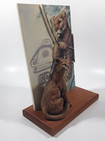 Very Rare Sue Coleman "The Cougar" 5 3/4" x 8 3/4" 3D Art Print with 4 1/4" Tall Figurine on Wood Base