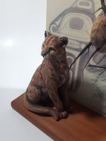 Very Rare Sue Coleman "The Cougar" 5 3/4" x 8 3/4" 3D Art Print with 4 1/4" Tall Figurine on Wood Base