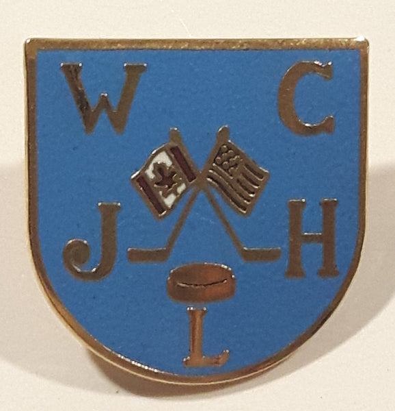 Vintage WCJHL Western Canada Junior Hockey League Canadian American Flags Ice Hockey 3/4" x 3/4" Enamel Metal Lapel Pin