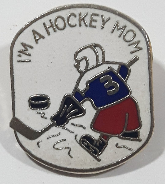 Vintage I'm A Hockey Mom 7/8" x 1" Enamel Metal Lapel Pin